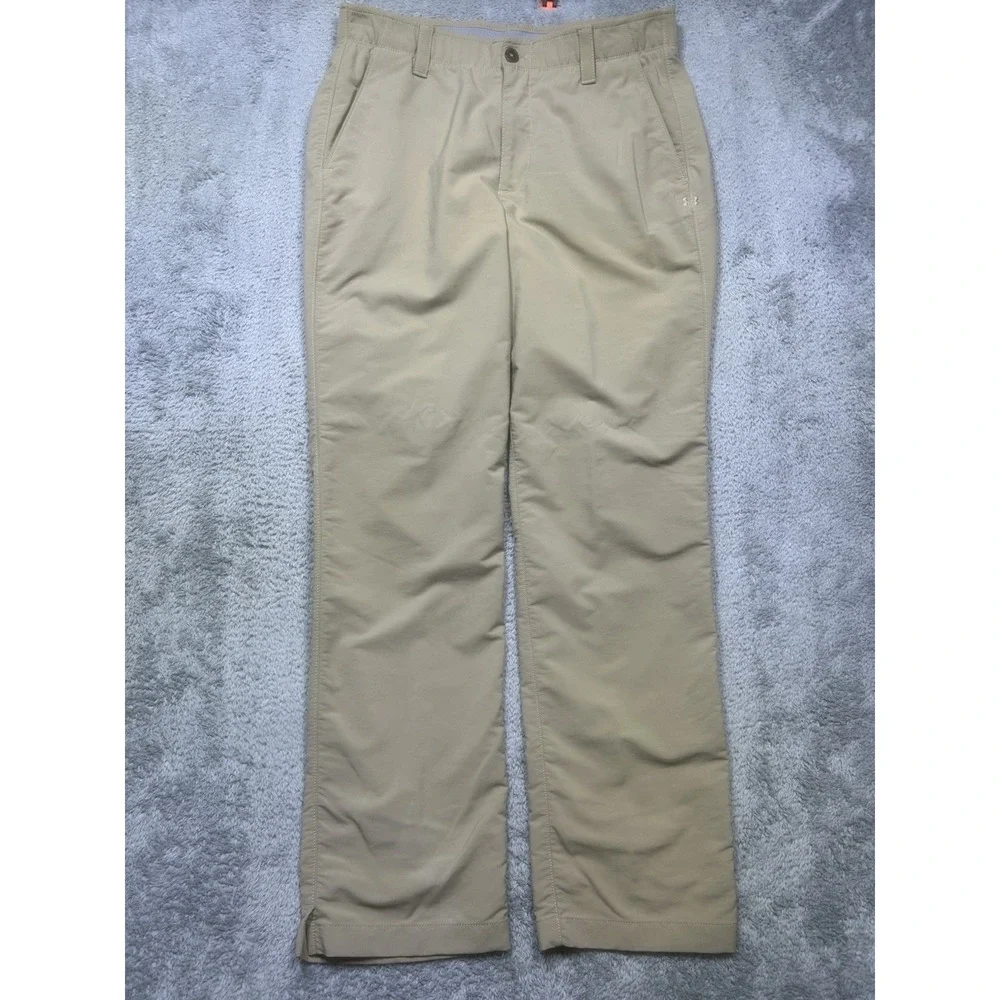 Under Armour Pants Mens‎ 34x32 Beige Golf Chino Cotton Blend Stretch Activewear